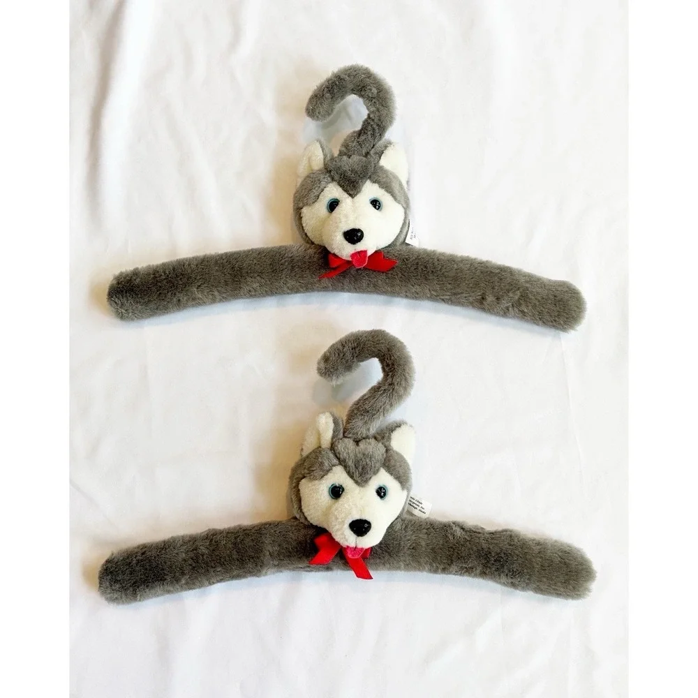 Husky Plush Children's Clothes Hangers Grey